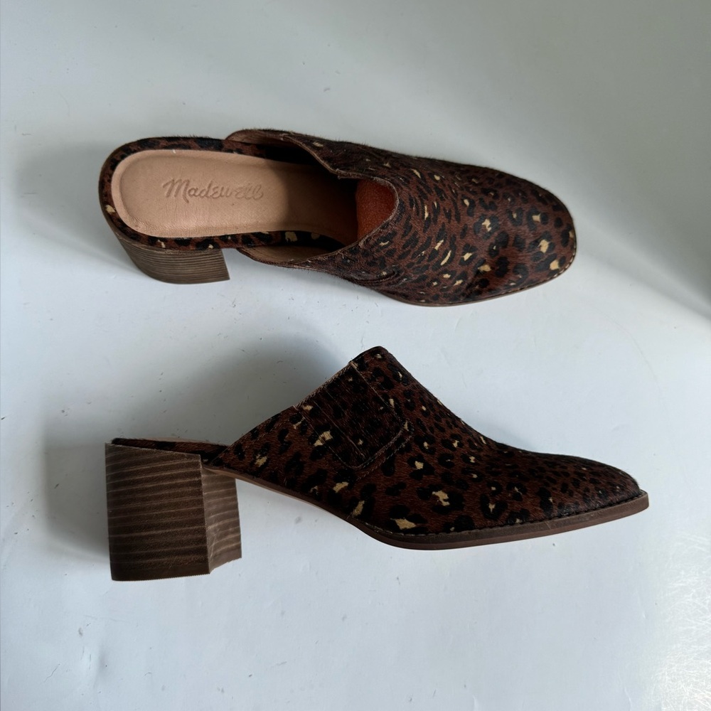 Madewell The Carey Mule in Painted Leopard Calf Hair. Size 10 - Picture 10 of 16